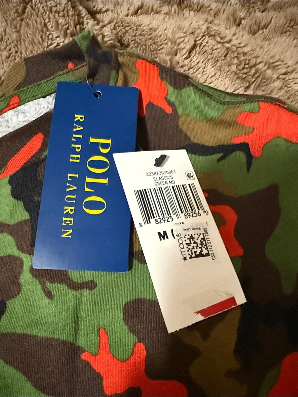 Ralph Lauren Green and Orange Camo Crew Tee